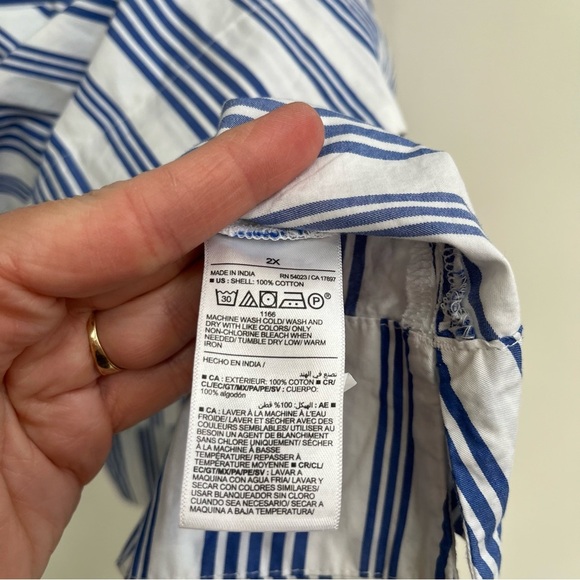 Old Navy Swing Mini Shirt Dress Blue White Stripe Short Sleeve Pockets Beach 2X - Picture 12 of 14